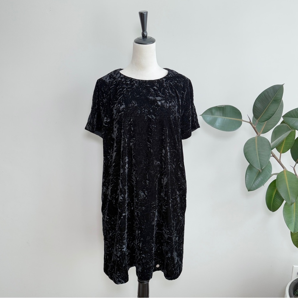 Superdry crushed velvet short sleeve shift dress
